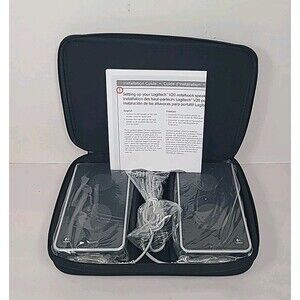 Logitech V20 USB Powered Notebook Laptop Speakers S-0155A with Zippered Case